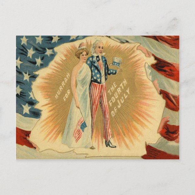 Carte Postale Uncle Sam Lady Liberty US Drapeau (Devant)