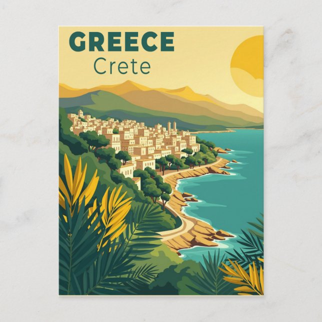 Carte Postale Une affiche de voyage classique nostalgique – Grèc (Devant)