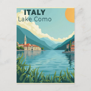 Carte Postale Une affiche de voyage classique nostalgique – Lac 