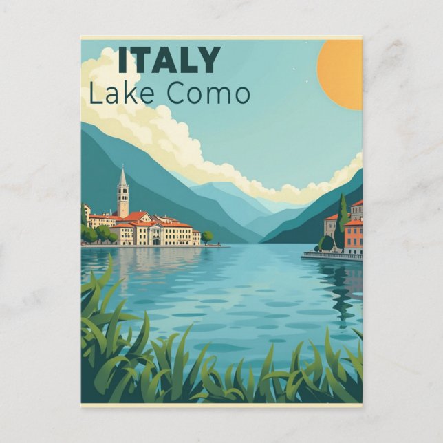 Carte Postale Une affiche de voyage classique nostalgique – Lac  (Devant)