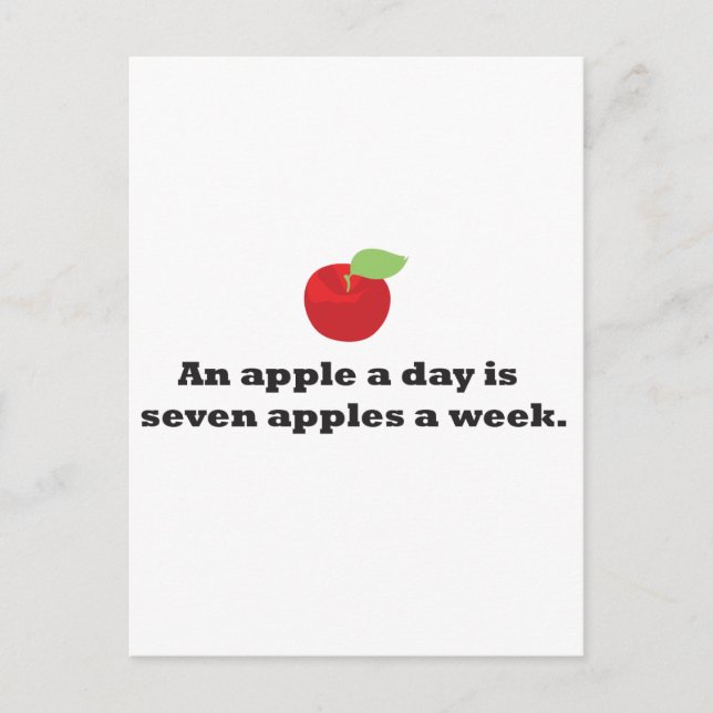 Carte Postale Une Apple A Day est 7 pommes par semaine (Devant)