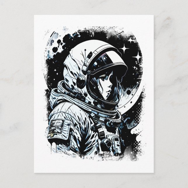 Carte Postale Une astronaute dans l'espace Science-fiction Abstr (Devant)
