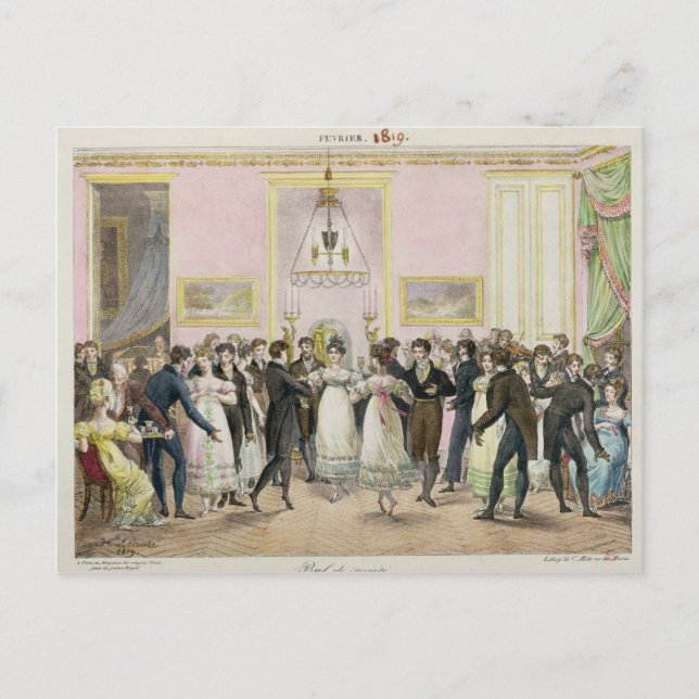 Carte Postale Une balle de la société, gravée par Charles Etienn (Devant)