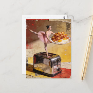 Carte Postale Une ballerine sur toaster surréaliste