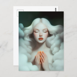 Carte Postale Une Belle Femme Méditant Dans Les Nuages