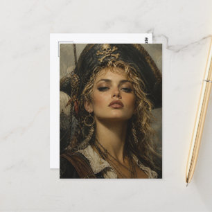 Carte Postale Une belle femme pirate blonde