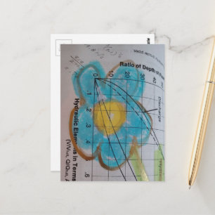 Carte Postale Une belle fleur bleue sur une page de manuel scola