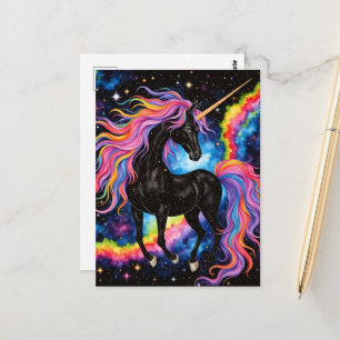 Carte Postale Une belle licorne noire magnifique 