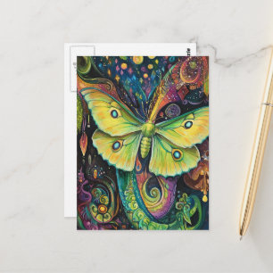 Carte Postale Une belle lune verte papillon de nuit