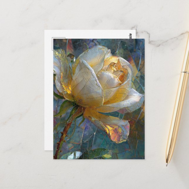 Carte Postale Une belle rose (Devant/Arrière en situation)
