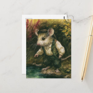 Carte Postale Une belle souris en vêtements humains