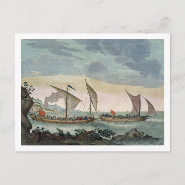 Carte Postale Une Brigantine qui chasse une Felucca et (Devant)
