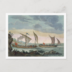 Carte Postale Une Brigantine qui chasse une Felucca et
