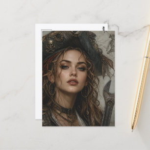Carte Postale Une Clé de Pirate Drôle Dame Pirate