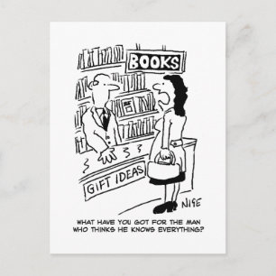 Carte Postale Une cliente de librairie pose une question au libr