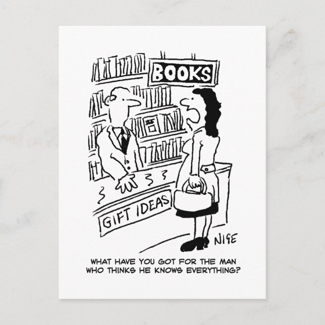 Carte Postale Une cliente de librairie pose une question au libr (Devant)