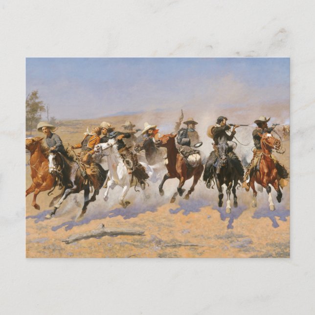 Carte Postale Une course pour le bois par Frederick Remington (Devant)