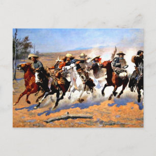 Carte Postale Une course pour le bois, peinture de Remington,