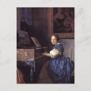 Carte Postale Une dame assise à la Virginal