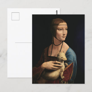 Carte Postale Une dame avec une mine par Léonard de Vinci