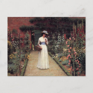 Carte Postale Une dame dans une peinture à l'huile de jardin