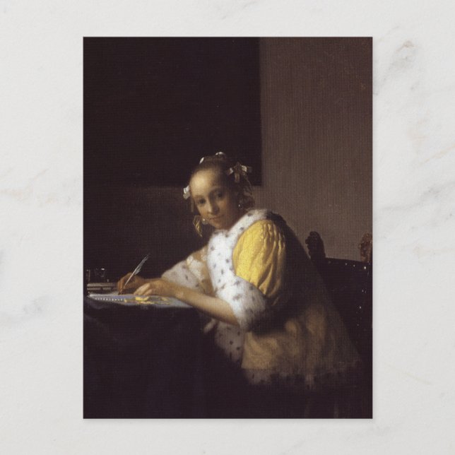 Carte Postale Une Dame Écrivant (Devant)