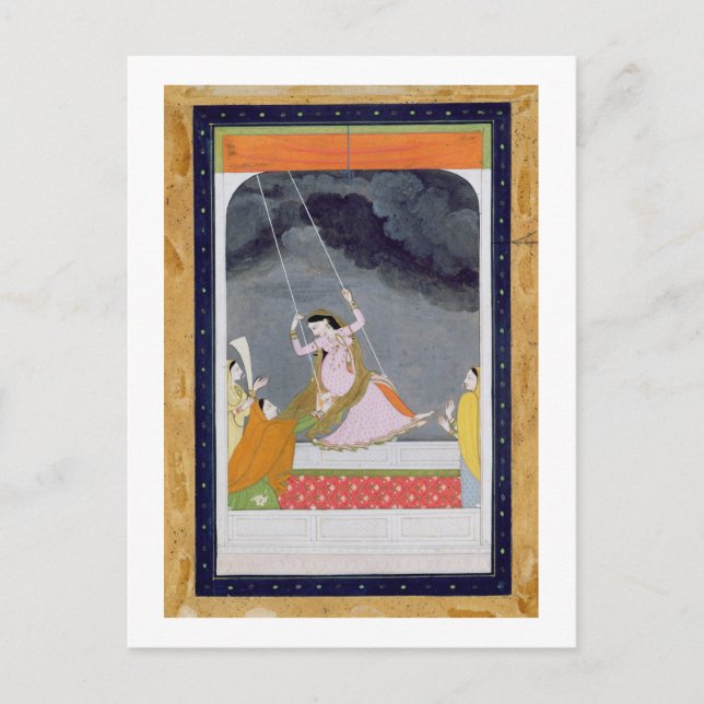 Carte Postale Une dame en balançoire, Kangra, Punjab hills c.179 (Devant)