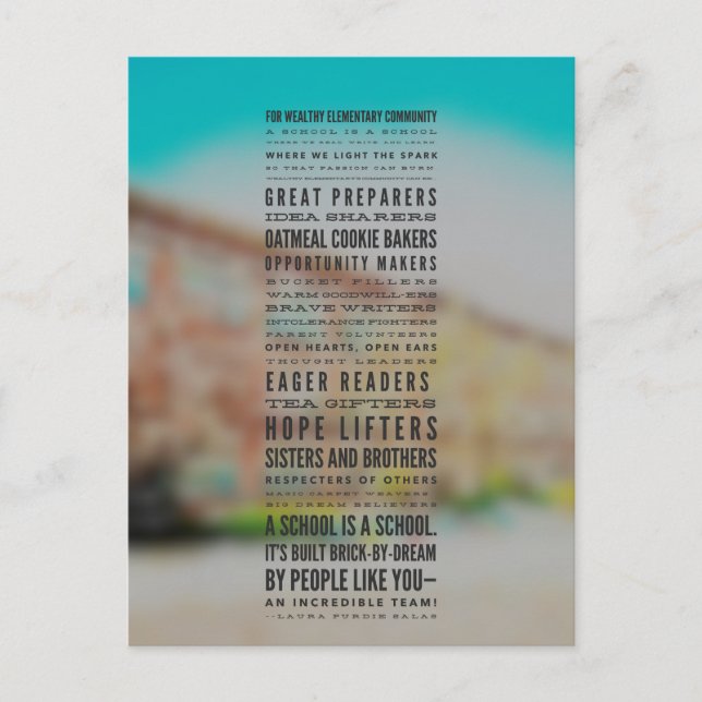 Carte Postale Une École Primaire Riches Peut Être... Poème (Devant)