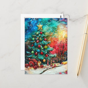 Carte Postale Une encre d'alcool d'arbre de Noël