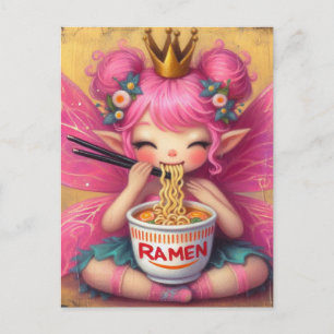 Carte Postale Une fée mangeant du Ramen