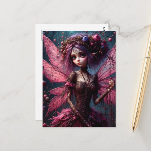 Carte Postale Une féerique rose adorable  (Devant/Arrière en situation)