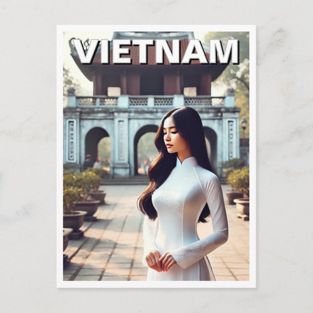 Carte Postale Une femme à Ao Dai Vietnam Voyage (Devant)