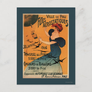 Carte Postale Une Femme À Tête Rouge Attend L'Affiche Des Oiseau