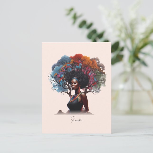 Carte Postale Une femme afro-américaine aux cheveux arborés (Debout devant)