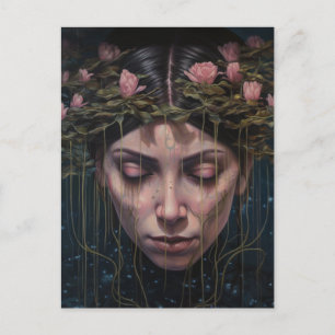 Carte Postale Une Femme Aux Fleurs Lys D'Eau