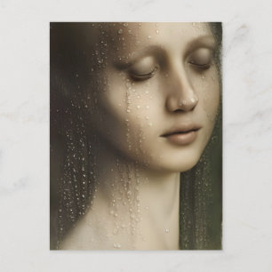 Carte Postale Une Femme Avec Des Perles D'Eau Peint