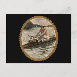 Carte Postale Une femme aviron Scull sur le magnifique lac