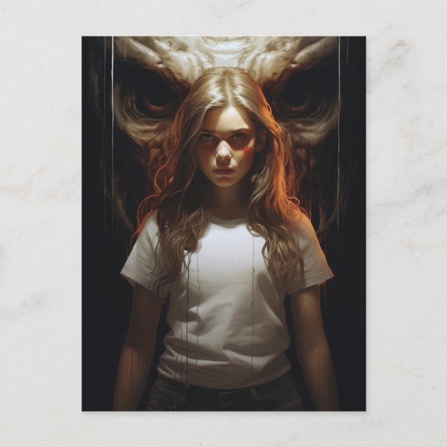Carte Postale Une femme blonde et un démon (Devant)