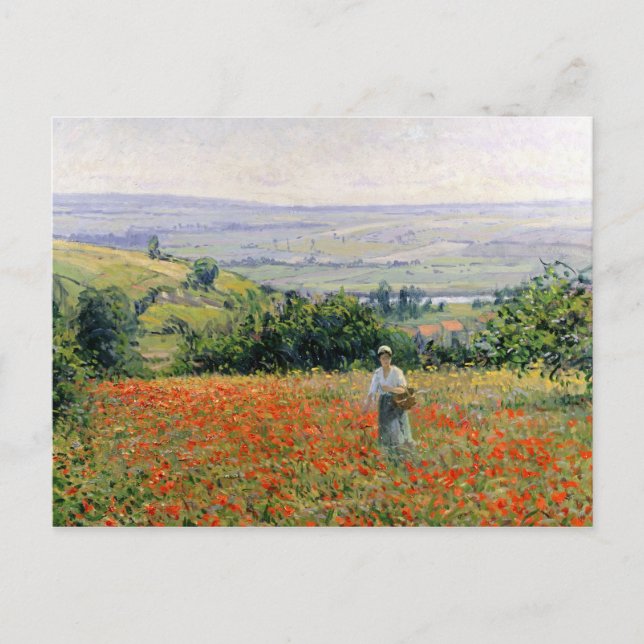 Carte Postale Une femme dans un champ de pavot (Devant)