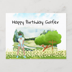 Carte Postale Une femme de golf joue au golf Birthday golfer Car