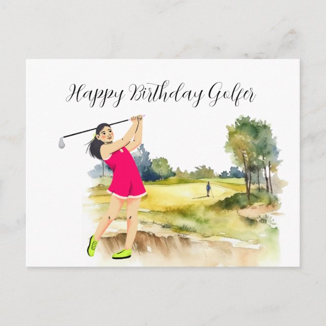 Carte Postale Une femme de golf joue au golf Birthday golfer Car (Devant)