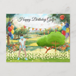 Carte Postale Une femme de golf joue au golf Birthday golfer Car