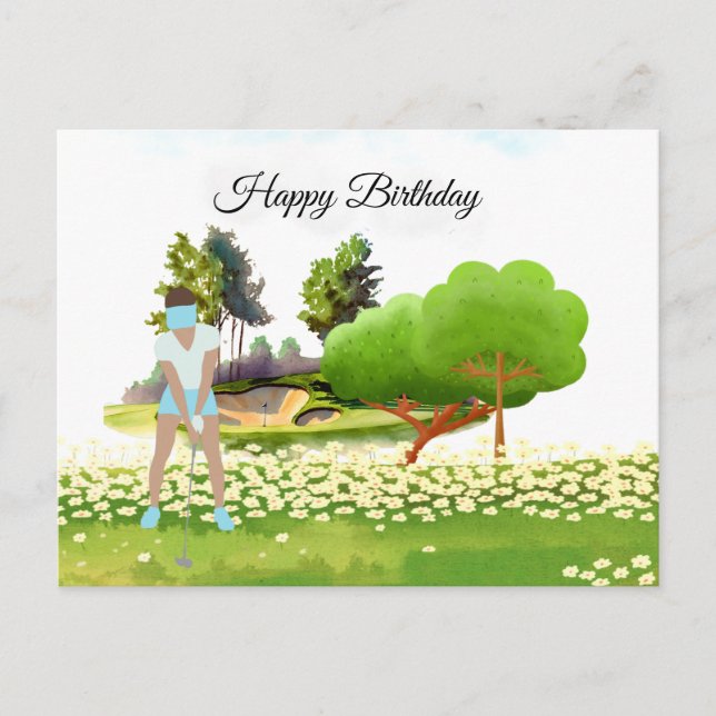 Carte Postale Une femme de golf joue au golf Birthday golfer Car (Devant)