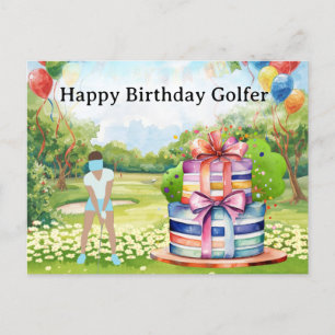 Carte Postale Une femme de golf joue au golf Birthday golfer Car