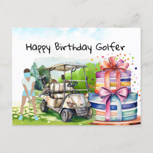 Carte Postale Une femme de golf joue au golf Birthday golfer Car