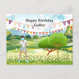 Carte Postale Une femme de golf joue au golf Birthday golfer Car