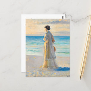 Carte Postale Une femme en robe d'été longue et claire par Anche