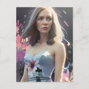 Carte Postale Une femme en robe florale