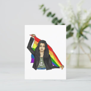 Carte Postale Une femme en T-shirt de la Paix avec un drapeau ar
