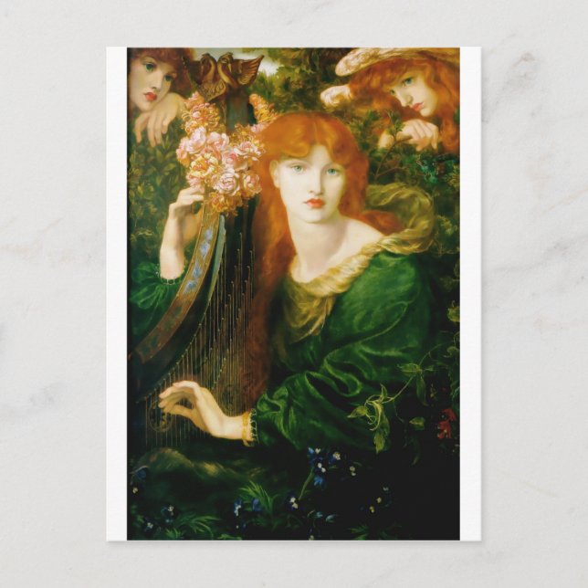 Carte Postale Une Femme Jouant À La Peinture De Harpe (Devant)